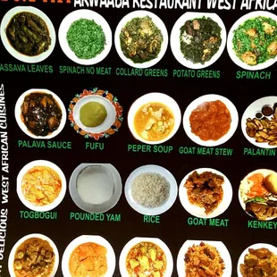 Close-up of left side of menu