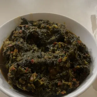 Spinach leaf with goat ! Yum