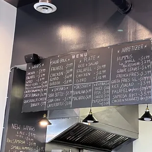 menus on the wall