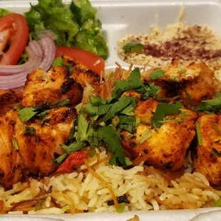 Spicy tikka chicken plate