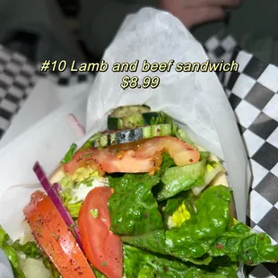 #10 Lamb and Beef gyro sandwich $8.99