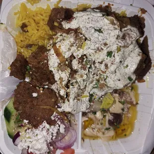 Gyro lamb n beef plate 14.99$ this will feed you at least 2 times