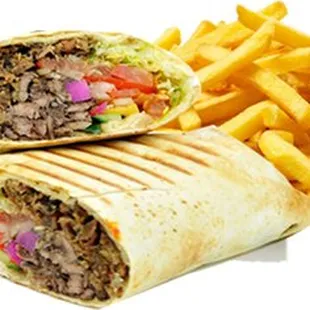 our crunchy beef wrap just for 12.99 comes with fries and a drink.