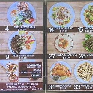 Menu as of September 2023