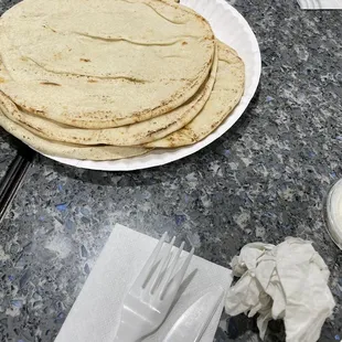 Pita bread that comes with the entree