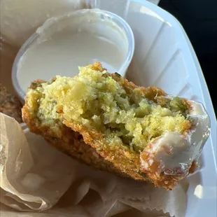 Up close and personal with the inside of a Falafel