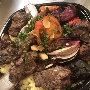 Lamb shish kabob plate
