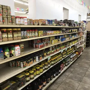shelves of food and condiments
