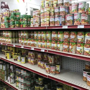 canned food on shelves