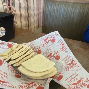 Massive amount of pita for the appetizer.