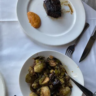40 day aged filet mignon 8oz, side of brussel sprouts.. skip on this