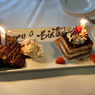 Birthday desserts!!! Tiramisu and chocolate cake.