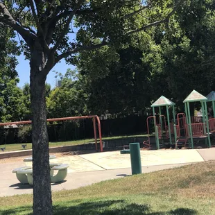 Swings, play structures, seating platforms...walkways.