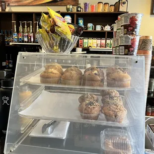 a display of muffins