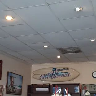 The sign inside the store and an order ready for pick up.