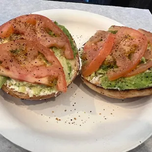 Cream cheese, fresh avocados, fresh tomatoes