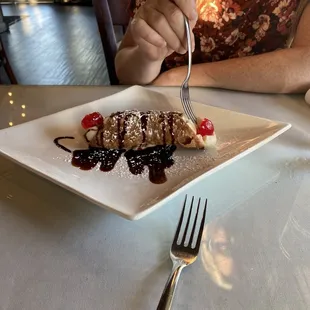 Wife had a cannoli not I.    Sugar diet!