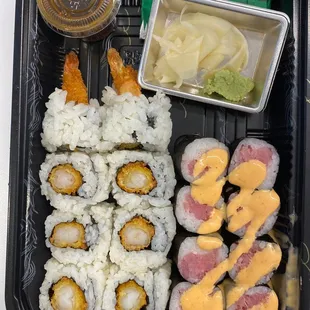 Shrimp Tempura Shrimp Roll and Spicy Tuna Roll