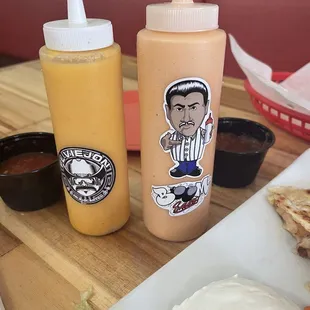 two condiments on a table