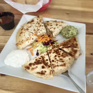 a plate of quesadillas