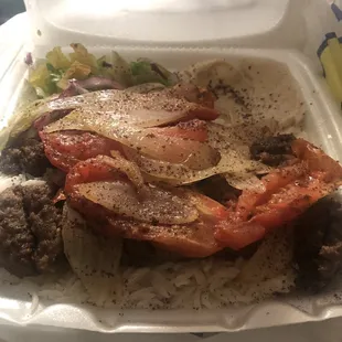 Lamb/beef Kefka plate. It isn't the best picture, but it was packed with flavorful goodness!!