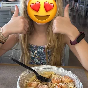 Buttered Penne pasta with shrimp