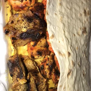 Three types of kabobs w lavash