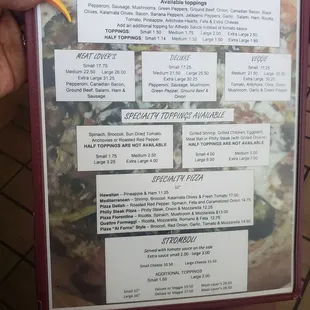 menu