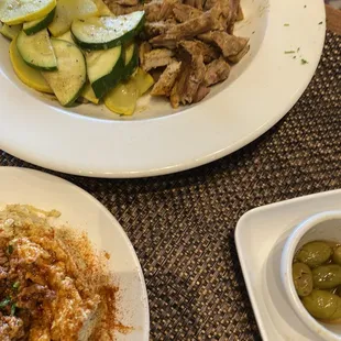 two plates of food on a table