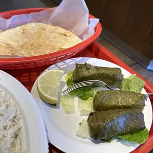 Stuffed Grape leaves, I ate some before the photo...opps