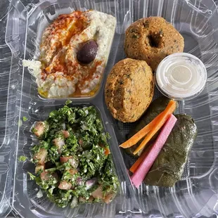 Mezze - falafel, dolma, tabbouleh, muttabal