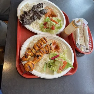 Chicken kebab and beef kebab