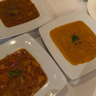 Chicken Coconut Curry and Chicken Curry and  Shrimp Vindaloo