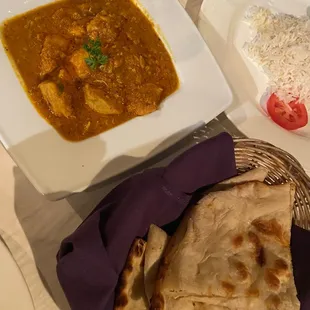 Butter Naan Bread and Chicken Curry