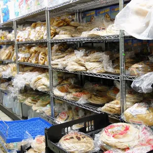 shelves of bread and pastries