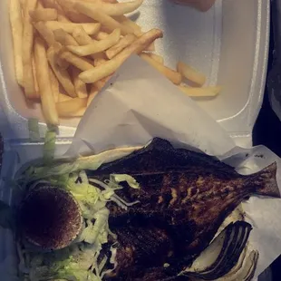 grilled fish, food