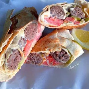 The Makanek Sandwich with light garlic, very yummy!