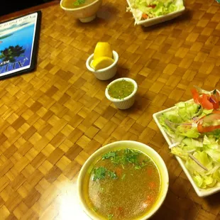 maraq soup and salad