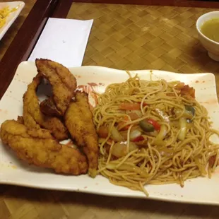 Veggie spaghetti w/ Fish fillet...