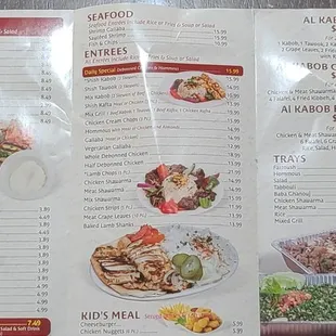 a menu for a restaurant