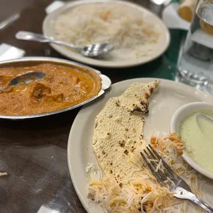 three plates of food