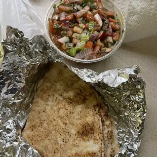 Mint salad and Pita.