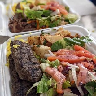 Kafta and shawarma plates