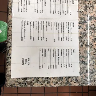 the menu