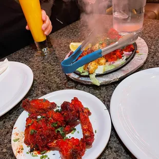 Chicken wings and mixed Tandoori Mixed Grill