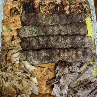 Combo for 3 w/ two extra beef kafta/ kabobs... delish!!!