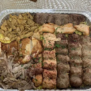 Combo for 3 with 2 extra beef kabobs! Delish and a great amount of food!