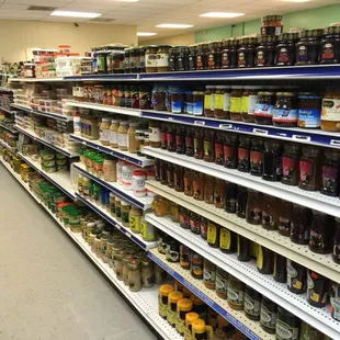 a wide aisle of products