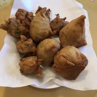 Samosas and pakoras