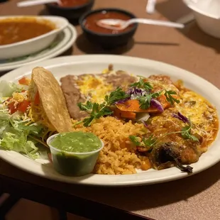 Chile Relleno and ground beef taco